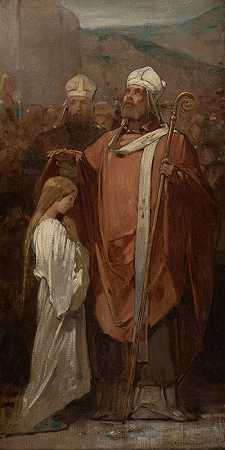 圣吉纳维的献祭`La Consécration de sainte Geneviève (1874) by Eugène Médard