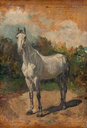 学士学位，L艺术家`Bachelier, cheval de lartiste (1871) by Ernest Meissonier