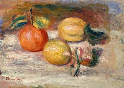 柠檬和橙子（柠檬和橙子）`Lemons and Orange (Citrons et orange) (c. 1913) by Pierre-Auguste Renoir