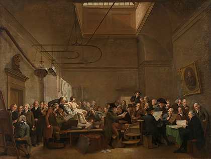 菲利克斯·梅里蒂斯学会绘画馆`The Drawing Gallery of the Felix Meritis Society (1801) by Adriaan de Lelie