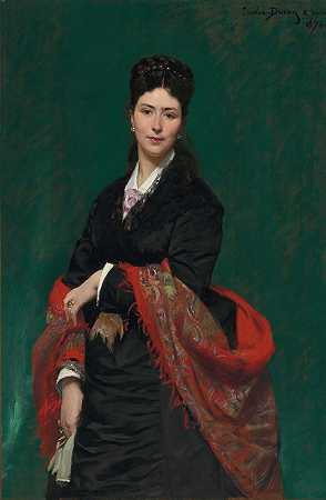 玛丽·克莱克夫人肖像`Portrait of Madame Marie Clerc (1874) by Carolus-Duran