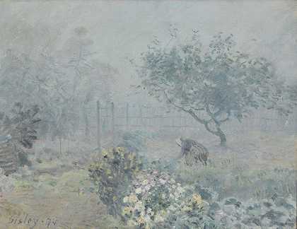 雾，邻居`Fog, Voisins (1874) by Alfred Sisley