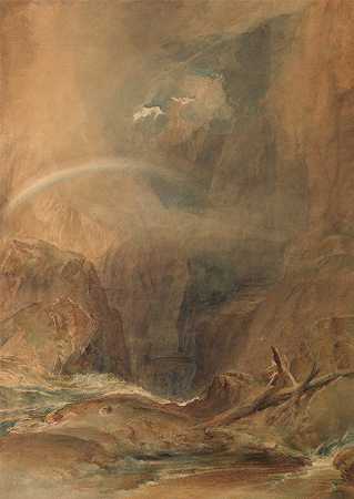 魔鬼s桥，圣哥达和#s通行证`Devils Bridge, Saint Gotthards Pass (ca. 1804) by Joseph Mallord William Turner
