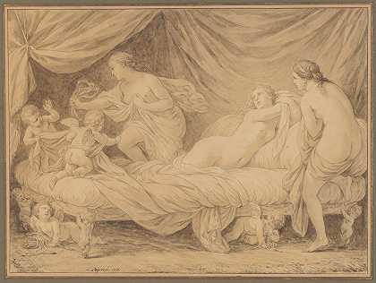 爱情的恩典`Les Grâces lutinées par les amours (1778) by Louis-Jean-François Lagrenée