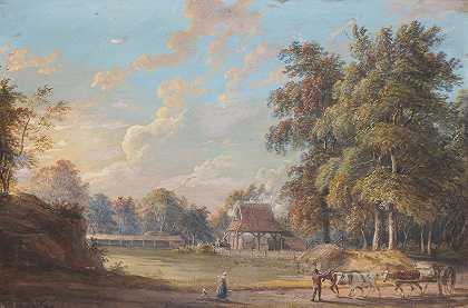 伍斯特郡的一幕`Scene In Worcestershire (c.1725~1809) by Paul Sandby