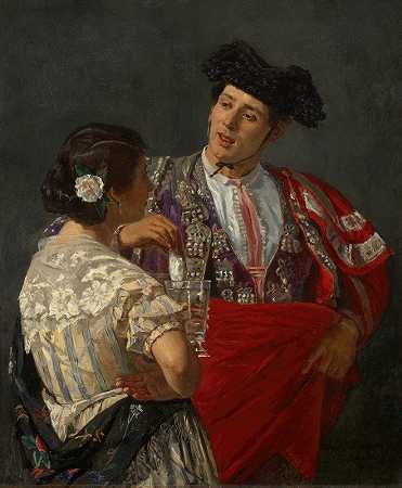 向斗牛士献祭`Offering The Panal To The Bullfighter (1873) by Mary Cassatt