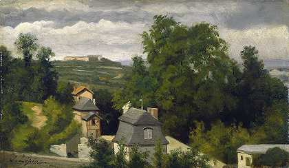 卡昂郊区的景色`View on the Outskirts of Caen (1872~1875) by Stanislas Lépine