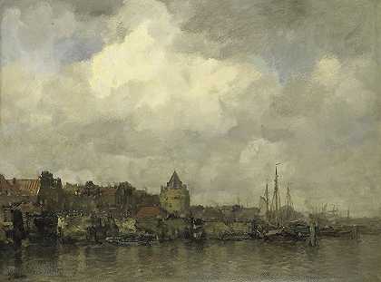 阿姆斯特丹Buitenkant上的Schreierstoren`De Schreierstoren aan de Buitenkant te Amsterdam (c. 1876) by Jacob Maris