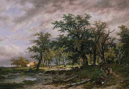 大型荷兰景观`Große holländische Landschaft (1888) by Remigius Adrianus van Haanen