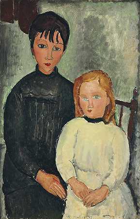 两个女孩`Les deux filles (1918) by Amedeo Modigliani