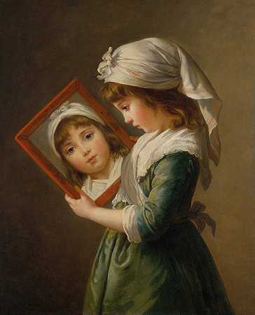 Julie Le Brun照镜子`Julie Le Brun Looking in a Mirror (1787) by Elisabeth Louise Vigée Le Brun