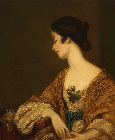 乔治·科利尔夫人的肖像`Portrait of Mrs. George Collier (18th century) by Sir Joshua Reynolds