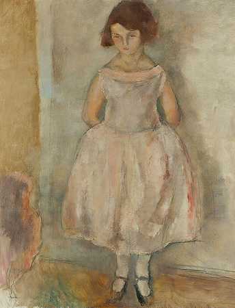 少女肖像`Portrait De Jeune Fille (1924~25) by Jules Pascin
