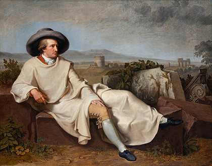 罗马平原上的歌德`Goethe in the Roman Campagna (1787) by Johann Heinrich Wilhelm Tischbein