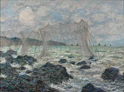 波尔维尔的渔网`Fishing nets at Pourville (1882) by Claude Monet