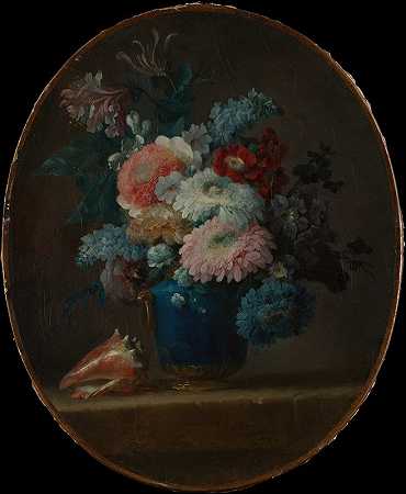 花瓶和海螺壳`Vase of Flowers and Conch Shell (1780) by Anne Vallayer-Coster