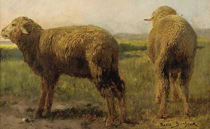 草地上的羊`Sheep In A Meadow by Rosa Bonheur