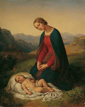 玛丽亚，达斯·金德推荐`Maria, das Kind anbetend (1849) by Johann Nepomuk Ender