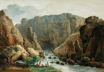 沃克斯方丹温泉`The Springs At Fontaine De Vaucluse (1783) by Hubert Robert