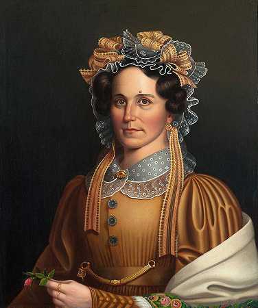 穿棕色衣服的女士`Lady in Brown (c. 1855) by Frederick Randolph Spencer