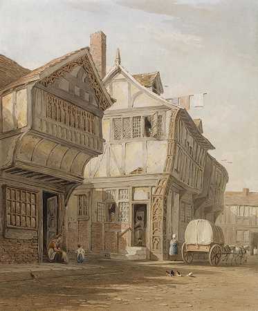 考文垂的老房子`Old Houses, Coventry by John Varley