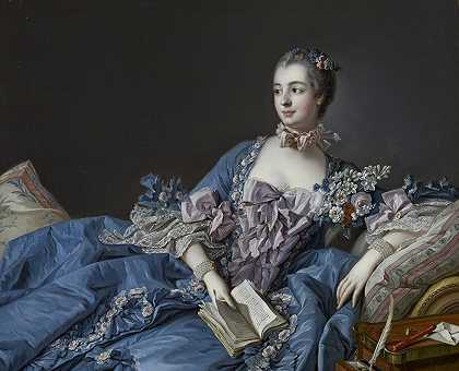 蓬帕杜夫人（珍妮·安托瓦内特·泊松，1721-1764）`Madame de Pompadour (Jeanne~Antoinette Poisson, 1721 – 1764) by François Boucher