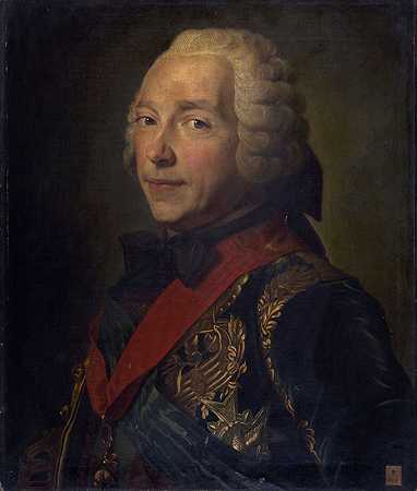 查尔斯·路易斯·奥古斯特·福奎特肖像，贝尔岛公爵（1684-1761），法国元帅`Portrait de Charles~Louis~Auguste Fouquet, duc de Belle~Isle (1684~1761), maréchal de France (1748) by Maurice-Quentin de La Tour
