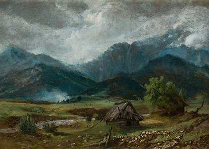 吉旺山`Mount Giewont (1870) by Aleksander Kotsis