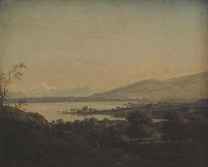 从莱曼湖望向勃朗峰和日内瓦`A View Across Lake Leman Towards Mont Blanc and Geneva (1777 – 1778) by Jens Juel
