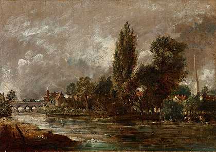 索尔兹伯里哈纳姆桥`Harnham Bridge, Salisbury (1821) by John Constable