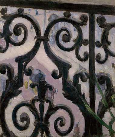 从阳台上看`View from a balcony by Gustave Caillebotte