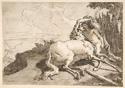 半人马座拥抱一位女萨提尔`Centaur Embracing a Satyress (1727–1804) by Giovanni Domenico Tiepolo