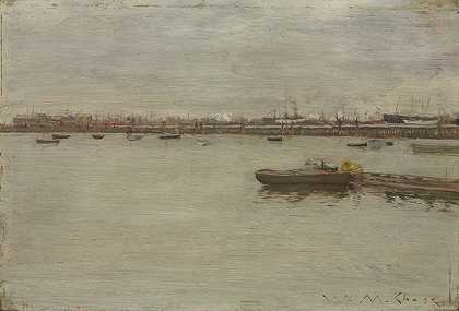 海湾灰色的一天`Gray Day on the Bay (c. 1886) by William Merritt Chase