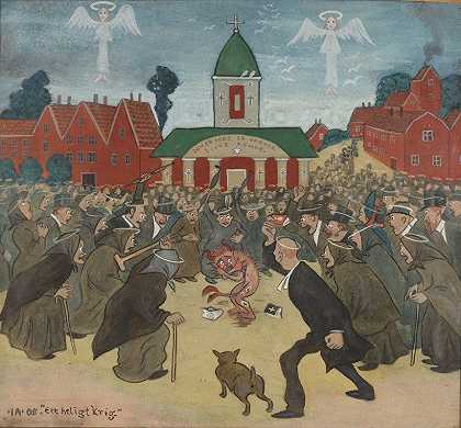 圣战`A Holy War (1905) by Ivar Arosenius
