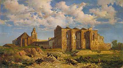 圣墓教堂的废墟`Ruins of the Church of the Holy Sepulchre (1862) by Ramon Martí i Alsina