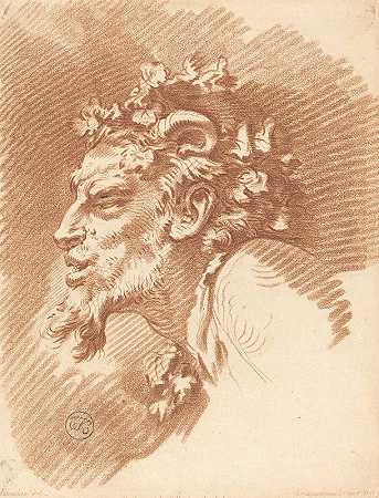 牧神之首`Head of a Faun by Gilles Demarteau the Elder