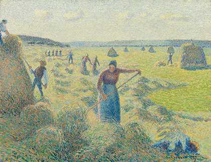 干草收获，伊拉尼`La Récolte des Foins, Éragny by Camille Pissarro
