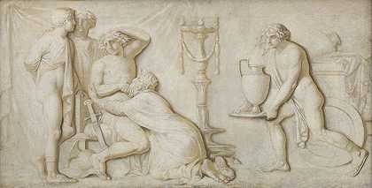 普里阿摩斯国王为赫克托的尸体向阿喀琉斯恳求`King Priam Pleading with Achilles for the Corpse of Hector (1794 – 1798) by Nicolai Abraham Abildgaard