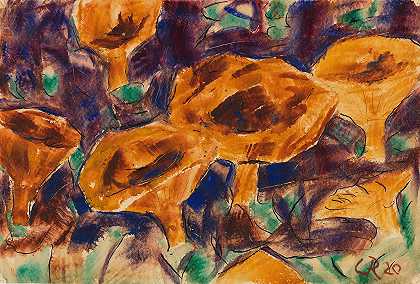 蘑菇`Pilze (1920) by Christian Rohlfs