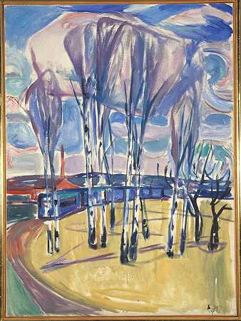 斯科延的有轨电车环线`The Tram Loop At Skøyen (1920–30) by Edvard Munch