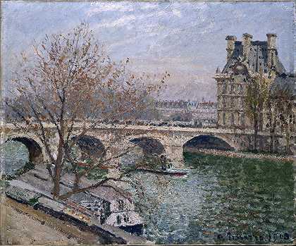 皇家大桥和植物馆`Le Pont Royal et le Pavillon de Flore (1903) by Camille Pissarro