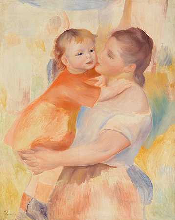 洗衣工和孩子（洗衣工和她的孩子）`Washerwoman and Child (La Blanchisseuse et son enfant) (1886) by Pierre-Auguste Renoir