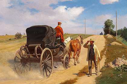 在路上`På en landevej (1881) by Frants Henningsen