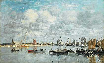卡马雷特，港口`Camaret, Le Port (1873) by Eugène Boudin