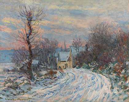 L冬季吉维尼入口`Lentrée De Giverny En Hiver (1885) by Claude Monet