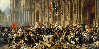 Lamartin拒绝L前面的红旗市政厅`Lamartine refusant le drapeau rouge devant lHôtel de Ville (1848) by Henri Félix Emmanuel Philippoteaux
