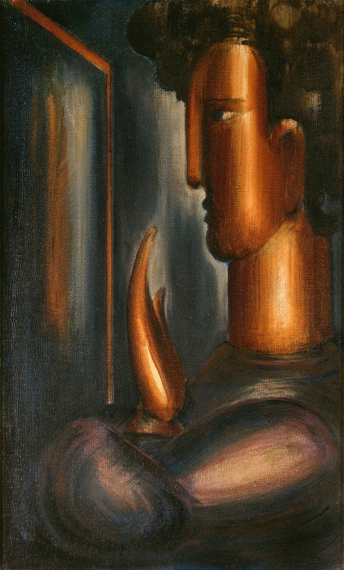 对着镜子`Before the Mirror (1931) by Oskar Schlemmer