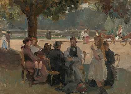 在巴黎附近的布洛涅大道`In the Bois de Boulogne near Paris (c. 1906) by Isaac Israëls