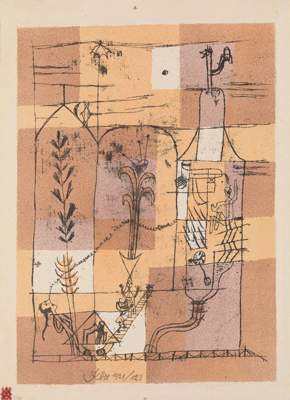 霍夫曼内斯克场景`Hoffmannesque Scene (1921) by Paul Klee
