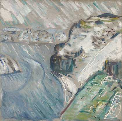 雪暴`Snowstorm by the Sea (1910–12) by the Sea by Edvard Munch